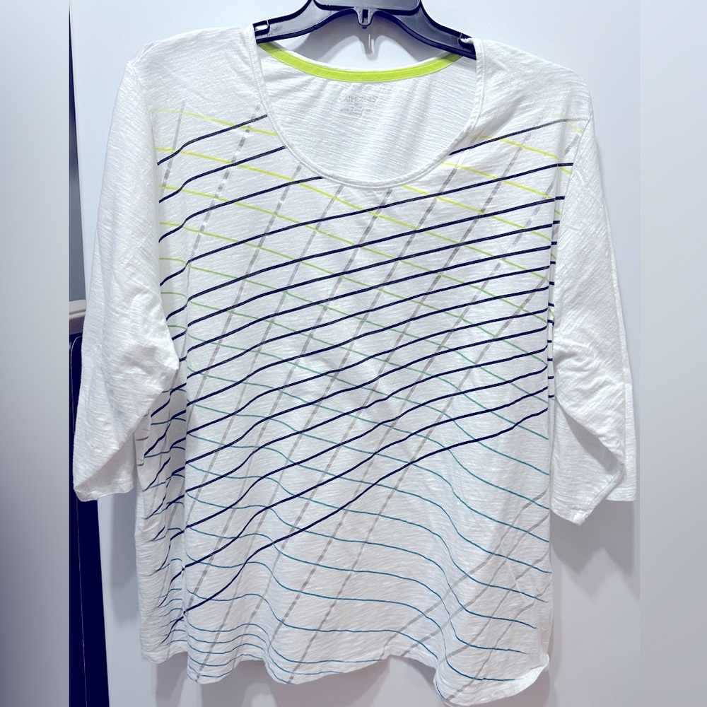 3X Catherine’s 1/2 Sleeve White Graphic Tee